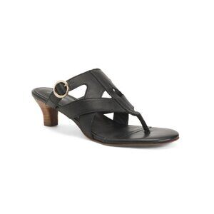 TROTTERS Black Leather Nikki Heeled Comfort Sandals